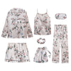 7pcs Floral Print Satin Pajama Set