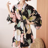 Black Floral Satin Kimono