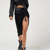 Black Midi Satin Skirt