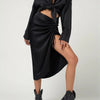 Black Midi Satin Skirt