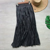 Black Satin Pleated Maxi Skirt