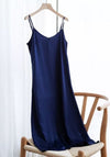 Blue Satin Midi Dress