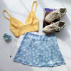 Blue Satin Mini Skirt