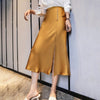 Gold Satin Midi Skirt