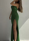 Green Satin Maxi Dress