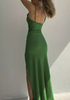 Green Satin Maxi Dress
