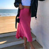 Hot Pink Satin Midi Skirt