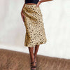 Leopard Print Satin Midi Skirt