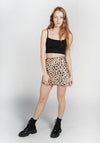 Leopard Print Satin Mini Skirt