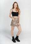 Leopard Print Satin Mini Skirt