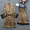 Leopard Print Satin Pajama Set