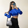 Long Sleeve Crop Top Satin