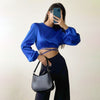 Long Sleeve Crop Top Satin