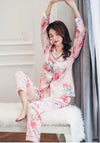 Pink Floral Satin Pajamas