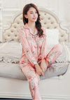 Pink Floral Satin Pajamas