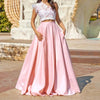 Pink Satin Maxi Skirt