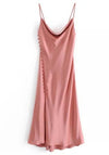 Pink Satin Midi Dress