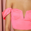 Pink Satin Off the Shoulder Top