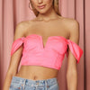 Pink Satin Off the Shoulder Top