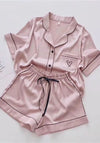 Pink Satin Pajamas Short Set