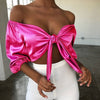 Pink Satin Tie Crop Top