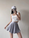 Pleated Satin Mini Skirt
