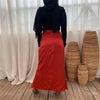 Red Satin Maxi Skirt