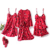 Red Satin Pajama Set Womens