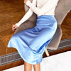 Satin Blue Midi Skirt