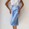 Satin Blue Midi Skirt
