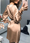 Satin Dress With Long Sleeves