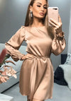Satin Dress With Long Sleeves