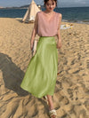 Satin Midi Skirt Style Summer