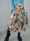 Satin Print Midi Skirt