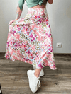 Satin Print Midi Skirt