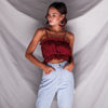 Spaghetti Strap Crop Top Satin