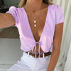 Tie Front Satin Crop Top