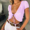 Tie Front Satin Crop Top