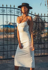 White Satin Midi Dress