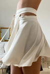 White Satin Mini Skirt